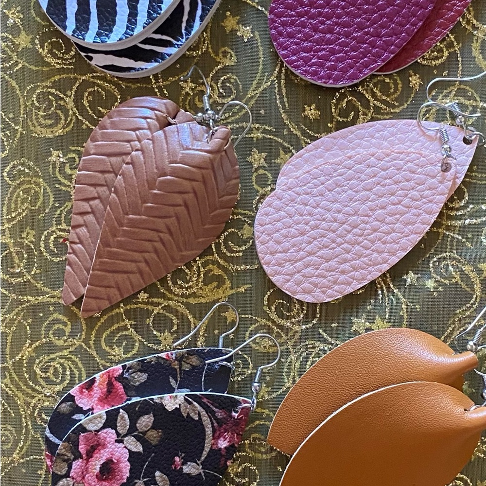 Assorted Leather Leaf Earrings